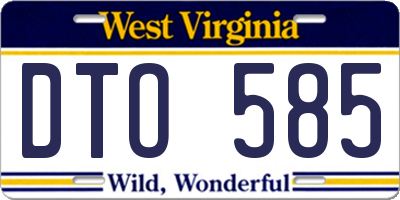 WV license plate DTO585