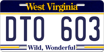 WV license plate DTO603