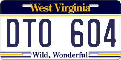 WV license plate DTO604