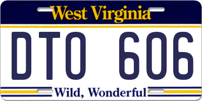 WV license plate DTO606