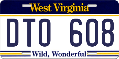 WV license plate DTO608