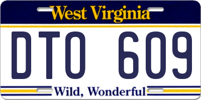 WV license plate DTO609