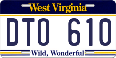 WV license plate DTO610
