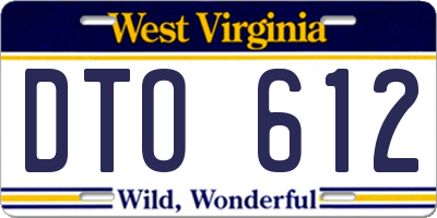 WV license plate DTO612