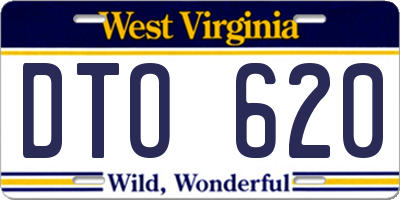 WV license plate DTO620