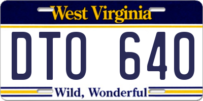 WV license plate DTO640