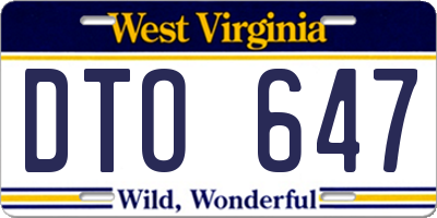 WV license plate DTO647