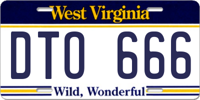 WV license plate DTO666