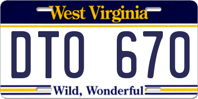WV license plate DTO670