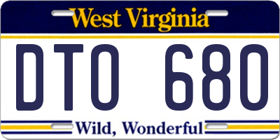 WV license plate DTO680