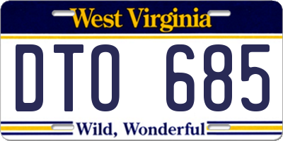 WV license plate DTO685