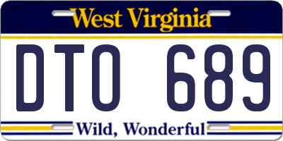 WV license plate DTO689