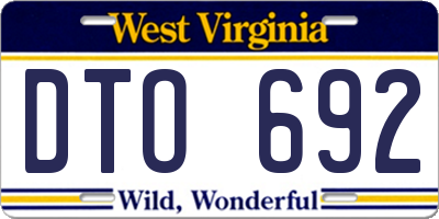 WV license plate DTO692