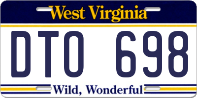 WV license plate DTO698