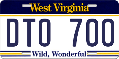 WV license plate DTO700