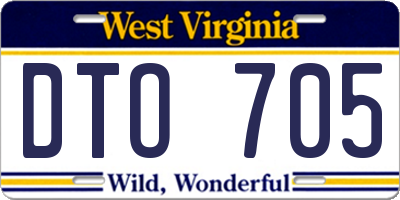 WV license plate DTO705