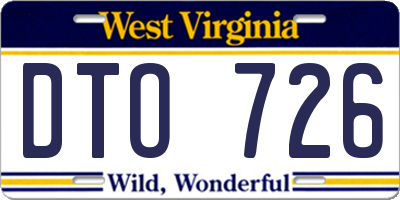 WV license plate DTO726