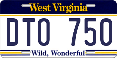 WV license plate DTO750
