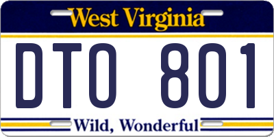 WV license plate DTO801