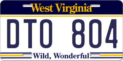 WV license plate DTO804