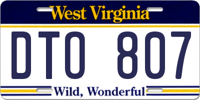 WV license plate DTO807