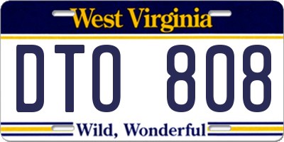 WV license plate DTO808