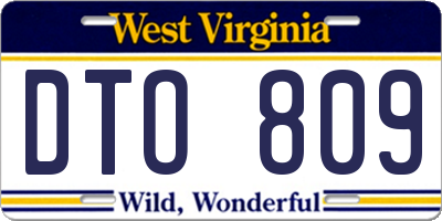 WV license plate DTO809