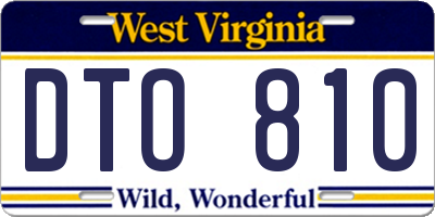 WV license plate DTO810
