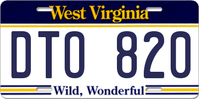 WV license plate DTO820