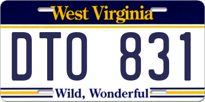 WV license plate DTO831