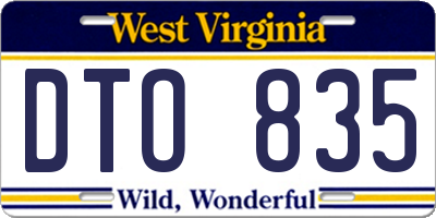 WV license plate DTO835