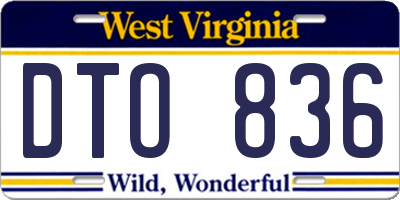 WV license plate DTO836