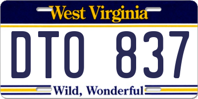 WV license plate DTO837
