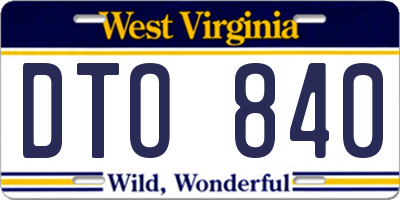 WV license plate DTO840
