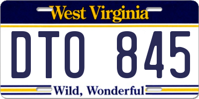 WV license plate DTO845