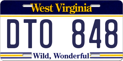 WV license plate DTO848