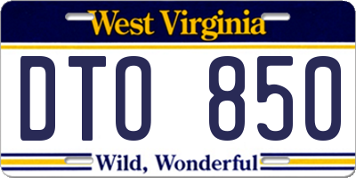 WV license plate DTO850