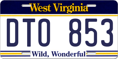WV license plate DTO853