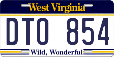 WV license plate DTO854