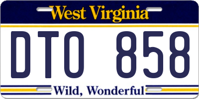 WV license plate DTO858