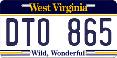 WV license plate DTO865