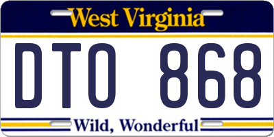 WV license plate DTO868