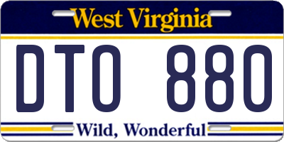 WV license plate DTO880