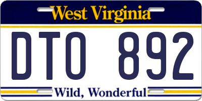 WV license plate DTO892