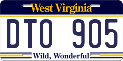 WV license plate DTO905