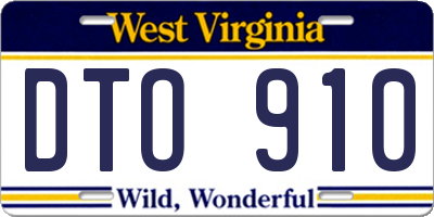 WV license plate DTO910