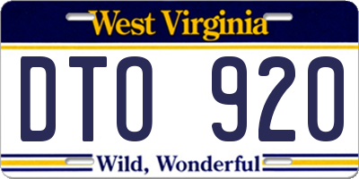 WV license plate DTO920