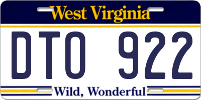 WV license plate DTO922