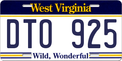 WV license plate DTO925