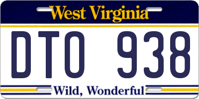 WV license plate DTO938